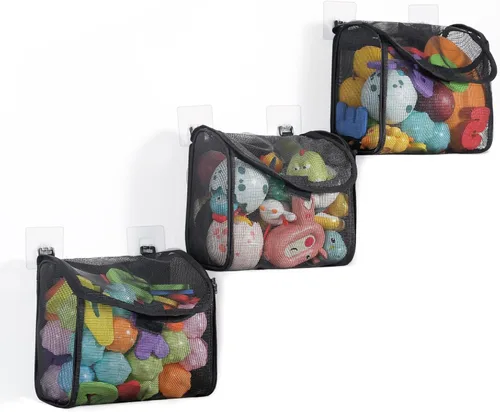 Miniatura 11 de Goowin Almacenamiento de juguetes de baño, soporte para juguetes de baño, organizador de juguetes de baño con aberturas grandes de 3 compartimentos
