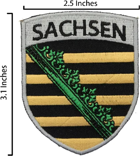 Miniatura 3 de A-ONE - Parches bordados con insignia de la ciudad de Sajonia de Alemania, parches para coser lugares emblemáticos del mundo + pines de bandera