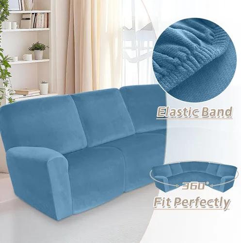 Miniatura 628 de Arfntevss Fundas de sofá seccional reclinable de terciopelo, Funda de sofá seccional de esquina para sofá reclinable, Funda elástica suave