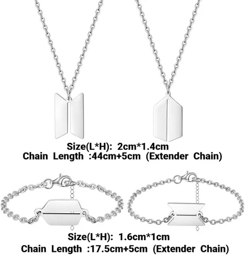Miniatura 2 de KPOP BTS Bangtan - Juego de regalo de joyería para niños, para el ejército, V JUNGKOOK JIMIN JIN JHOPE SUGA RM, collar de acero de titanio, anillo