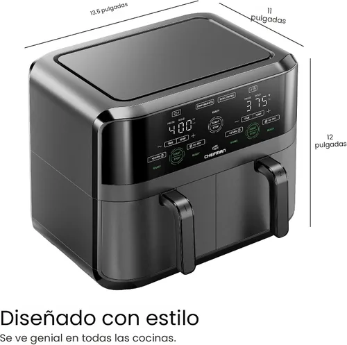 Miniatura 9 de Chefman Freidora de Aire de Doble Canasta de 6 Cuartos - Pantalla Táctil Digital, Smart Sync Finish, Hi-Fry, Apagado Automático, 2 Canastas de Freír