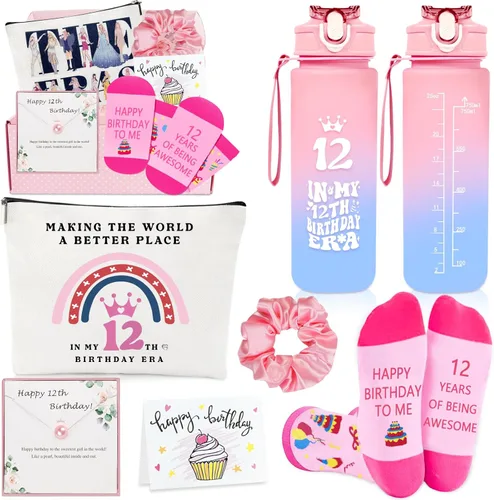 Miniatura 11 de Awfrky - Set de regalo en caja de botella de agua fabulosa de 25oz de color rosa, regalos de cumpleaños para mujeres - Divertidas ideas de regalo