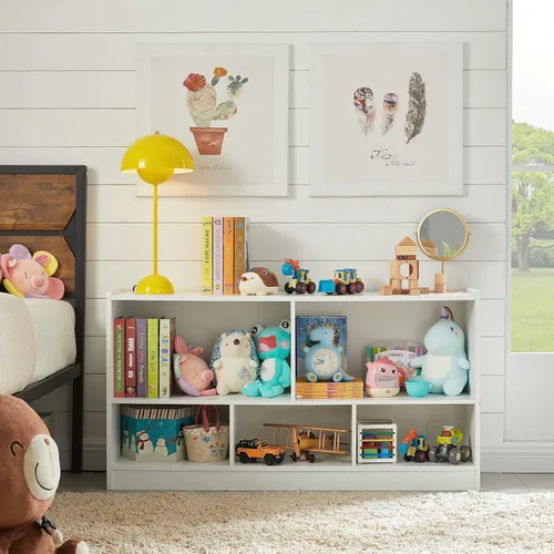 Miniatura 5 de Organizador de almacenamiento de juguetes para niños, gabinete de almacenamiento de 5 secciones para organizar libros y juguetes, estantería