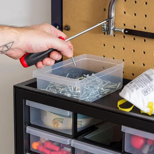 Miniatura 7 de IRIS USA Cajones de almacenamiento pequeños de plástico, 10 cajones - 2 paquetes, caja de herramientas para maestros apilable, organizador de piezas