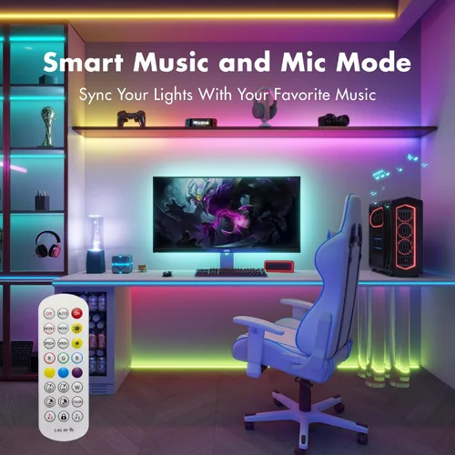 Miniatura 4 de Tira de luces LED de 50 pies, Smart IC RGB segmentado DIY cambio de color, efectos de persecución de arco iris, aplicación WiFi/control de voz