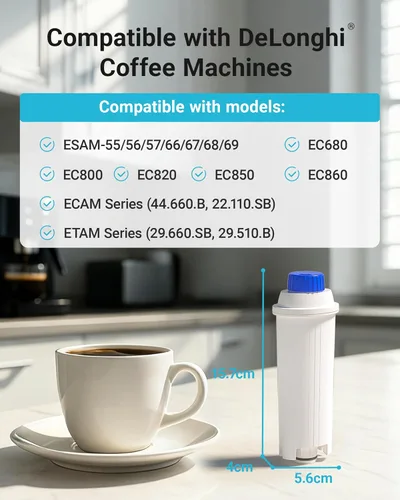 Miniatura 2 de AQUA CREST DLS C002 Filtro de agua para café, repuesto para filtro De'Longhi®, ECAM/EPAM/ETAM All Series, EC680, filtro de agua De'Longhi® Magnifica