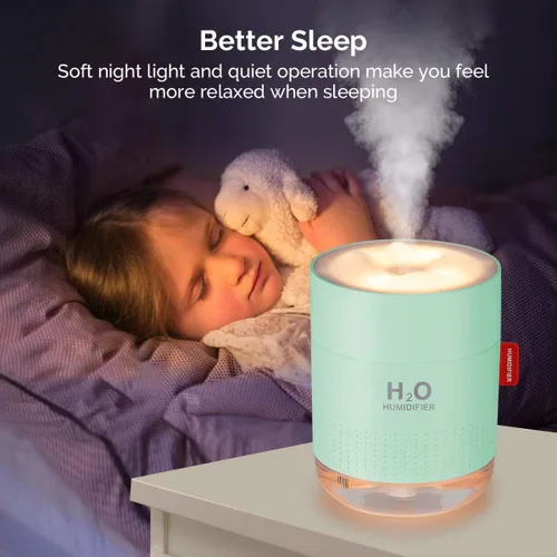Miniatura 3 de Mini humidificador portátil verde, 16.9 fl oz, pequeño humidificador de escritorio USB de niebla fría para dormitorio de bebé, viajes, oficina