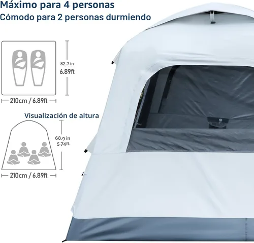 Miniatura 3 de Tienda de Campaña de Instalación Rápida, Tienda de Campaña Inflable Automática para Acampar, Fácil Instalación para 3-4 Personas Glamping al Aire