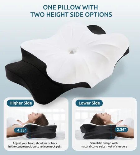 Miniatura 5 de Almohada Cervical para Cuello y Hombro, Almohadas de Contorno Ergonómico de Espuma Viscoelástica para Dormir con Funda de Almohada Lavable, Almohada
