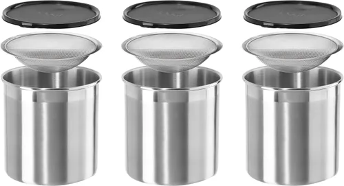 Miniatura 8 de Oggi 7324 Recipiente de acero inoxidable para aceite con filtro extraíble, 1 qt, 1 Cuarto de galón, Stainless
