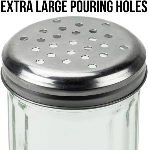 Miniatura 5 de 1 paquete de 12 onzas para especias y quesos Tarro de cristal, tapa de metal y agujeros extra grandes para parmesano y especias por Back of House