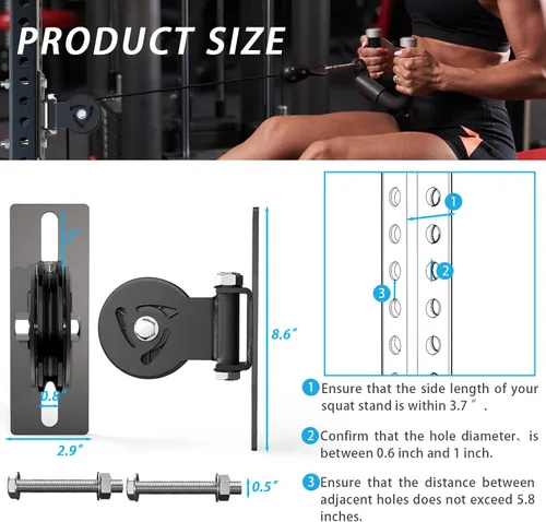 Miniatura 5 de J Bryant Sistema de polea para rack de alimentación – Se adapta al tamaño de agujero de 5/8 pulgadas, accesorio de polea de cable para bastidores