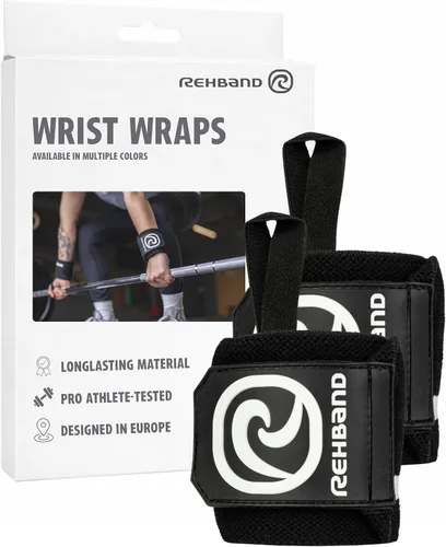 Miniatura 12 de Rehband Muñequera 1 par, muñequeras para levantamiento de pesas, entrenamiento de 18 pulgadas, muñequera, muñequeras cómodas y estabilizadoras