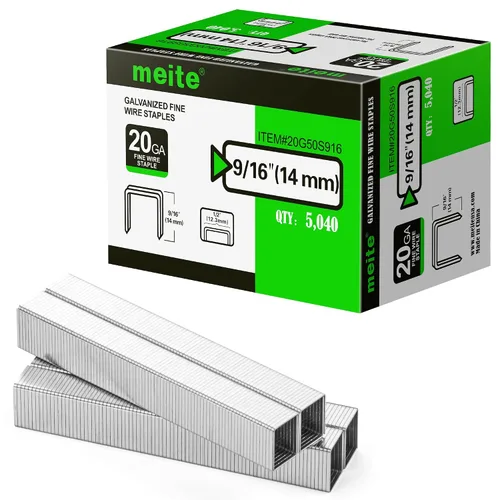 Miniatura 13 de meite Grapas de tapicería galvanizadas de calibre 20, corona de 1/2 pulgada (0.484 in) con longitud de 1/2 pulgada, resistente para construcción