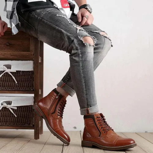 Miniatura 7 de Botas Chelsea para hombre, elegantes y cómodas, de cuero, con cremallera