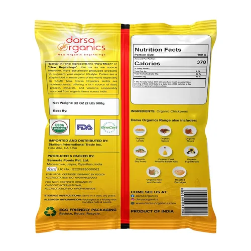 Miniatura 2 de Darsa Organics Garbanzo Frijoles Garbanzos 2 libras, garbanzos secos certificados orgánicos por USDA para hummus y curry, Kabuli Chana Dal, vegano