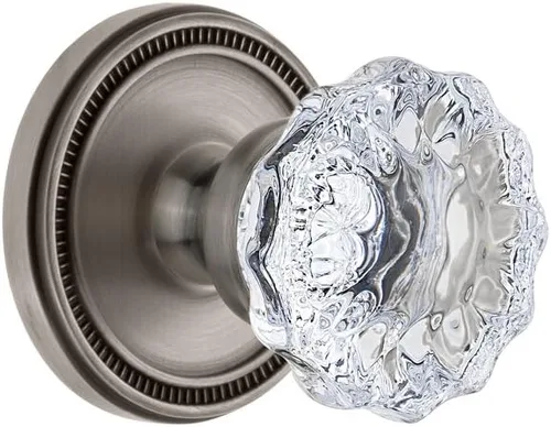 Grandeur 820719 Soleil Roseta Privacidad con pomo de cristal Fontainebleau en peltre antiguo, 2.375