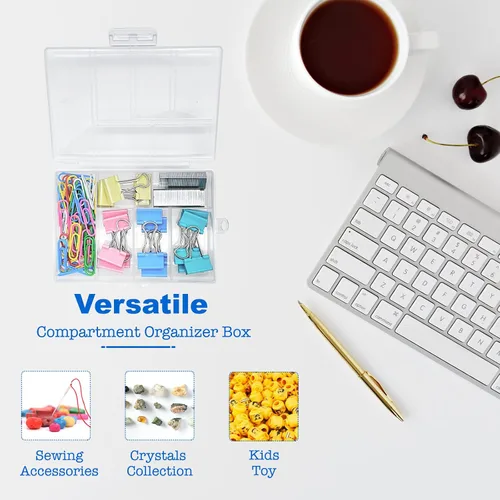 Miniatura 2 de TeTeBak Caja Organizadora de Plástico con Divisores - 2 PCS Contenedores de Plástico Pequeños con Compartimentos, Caja de Almacenamiento de 6