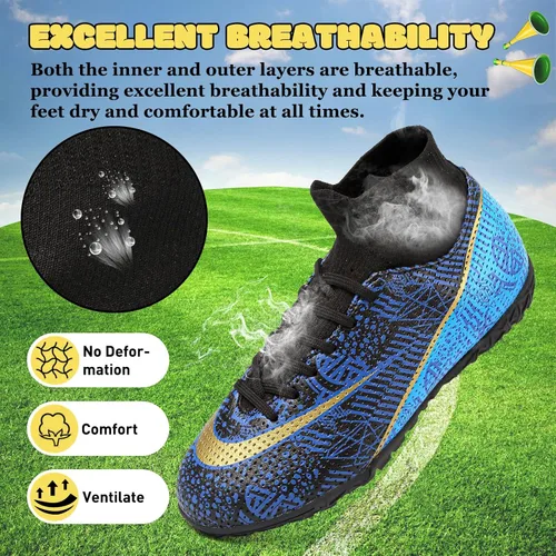 Miniatura 3 de RDGO Tacos de fútbol con cordones para niños y niñas (niños pequeñosniños grandes)