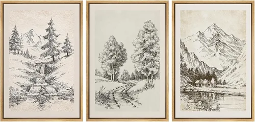 Miniatura 55 de Ashbrook Set de Arte de Pared en Lienzo Enmarcado, Naturaleza, Horizonte de Playa Nebulosa, Ilustraciones de Área Silvestre, Bellas Artes, Paisaje