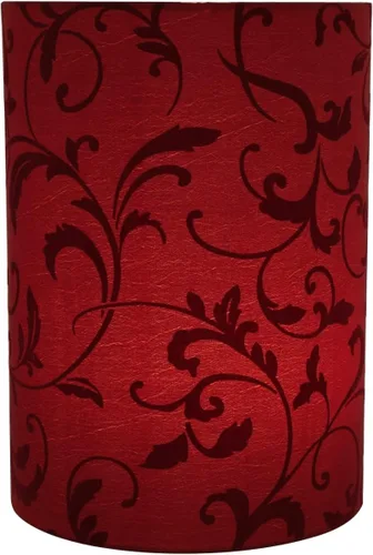 Miniatura 3 de Aspen Creative 31269A Pantalla de lámpara Transitional en forma de tambor (cilindro) con ajuste Spider Fitter en estampado de flocado rojo, 8