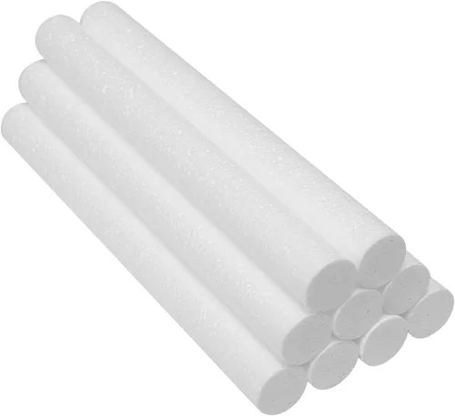 Crafjie Cilindros de espuma para manualidades y suministros de arte (0.98 x 10 pulgadas, 9 unidades), varillas de espuma de poliestireno blanco para
