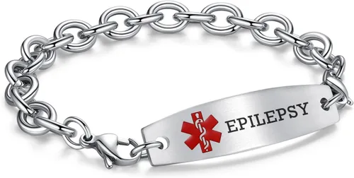 Miniatura 38 de LinnaLove Pulseras de identificación médica intercambiables Cadena de cable de acero inoxidable pulseras de alerta médica personalizables