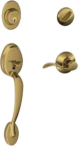 Miniatura 27 de Schlage F60 PLY 619 GEO - Set de manija de cilindro simple Plymouth y pomo Georgian, níquel satinado