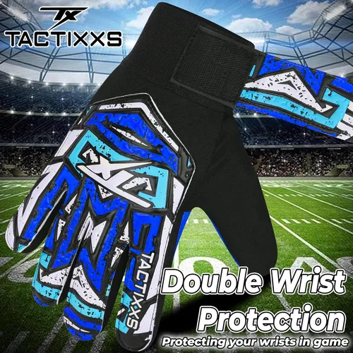 Miniatura 2 de Guantes de portero de fútbol para niños y jóvenes, guantes de portero de fútbol Funky antideslizantes con palma de látex de 0.16 in con agarres Azul