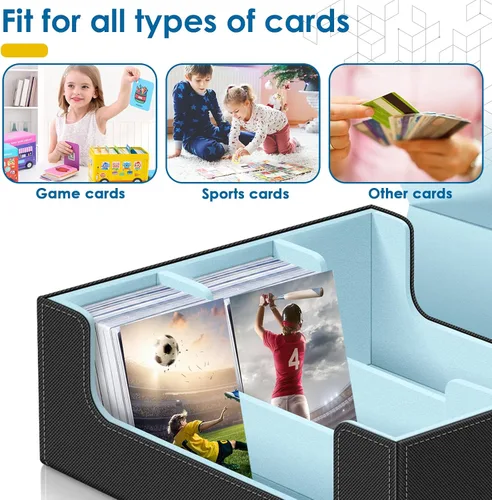 Miniatura 5 de Homthy Caja para mazo de 1800+ cartas para cartas de intercambio, caja de almacenamiento de cartas Commander de cuero con cierre magnético, soportes