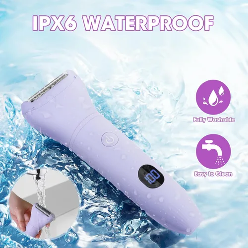 Miniatura 4 de Maquinillas de afeitar eléctricas para mujer, kit de depilación corporal 3 en 1 para cara, púbic, brazo, pierna, axila, recortadora de bikini, sin