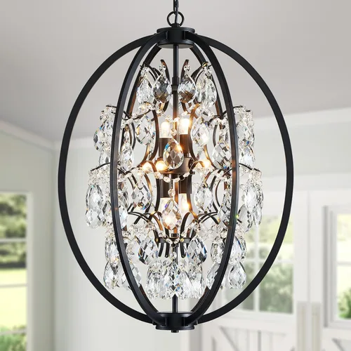 Miniatura 11 de WUZUPS Candelabro colgante de cristal con 5 luces, lámpara de techo moderna para dormitorio, pasillo, bar, cocina, baño, 20.3 pulgadas de alto