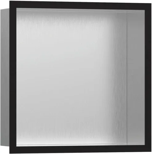 Miniatura 4 de hansgrohe XtraStoris 56097800 - Nicho de pared empotrado individual de acero inoxidable cepillado con marco de diseño de 12 x 12 x 4 pulgadas, acero