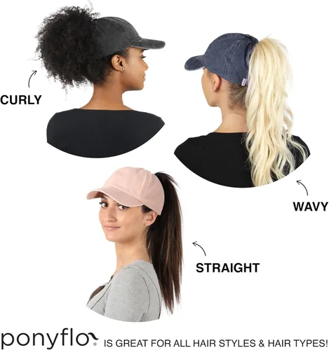 Miniatura 5 de Ponyflo Sombrero de cola de caballo de algodón, gorras de cola de caballo para mujer, diseñadas para todo tipo de cabello