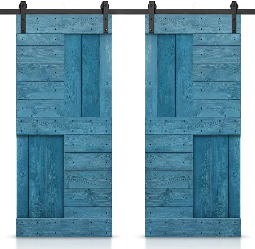 Miniatura 64 de TMS Serie N - Puerta corrediza interior de madera de pino anudada con kit de herrajes deslizantes (32 x 84 pulgadas, blanco)