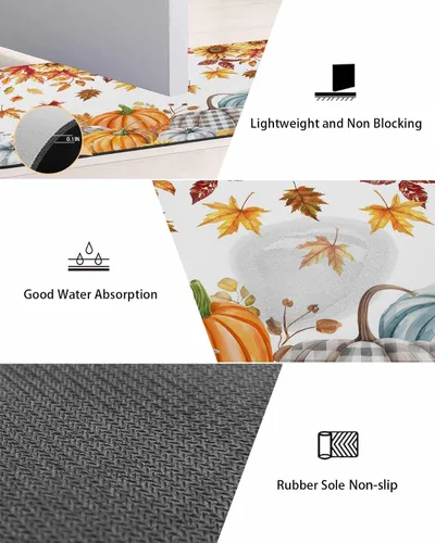 Miniatura 3 de Tapete de baño de otoño para bañera, antideslizante, de secado rápido y absorbente, de tierra de diatomeas, para fregadero de cocina, lavable