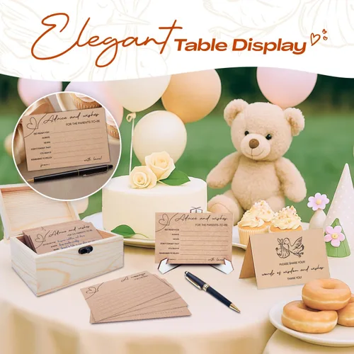 Miniatura 3 de Tarjetas de consejos para baby shower para padres – 50 tarjetas de deseos de doble cara con caja – Deseos para decoración de baby shower, diversión