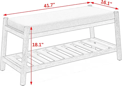 Miniatura 2 de Banco de entrada tapizado, banco de dormitorio para el extremo de la cama, banco de comedor con asiento acolchado para cocina, sala de estar, banco