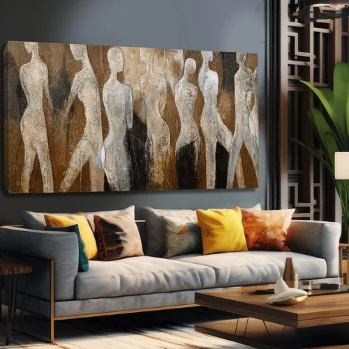 Miniatura 11 de CHUDANHAO Pósteres de Arte Grises Imágenes de Decoración de Pared de Árbol Grande para Oficina Arte de Pared Dorado y Blanco Pintura Botánica