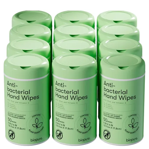 Miniatura 9 de Biopure Toallitas de manos antibacterianas Fresh Morning Breeze- Toallitas antibacterianas con fórmula de aloe y vitamina E Recipiente
