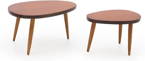 Miniatura 3 de Muebles en miniatura, 2 piezas, mesa de casa de muñecas, juego de mesa triangular de madera, escala 1/12, accesorios de modelo de casa pequeña