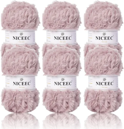 Miniatura 80 de NICEEC Hilo de Pelo Sintético Super Suave, Grueso y Esponjoso, Hilo de Pestañas para Crochet y Tejido (Longitud Total 192m/9.1kg) - Otoño/300g