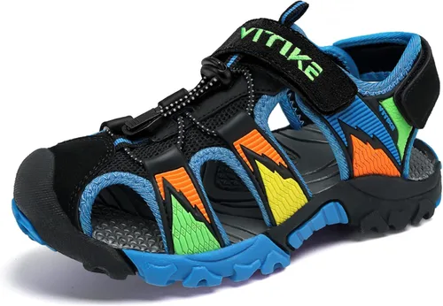 Littleplum Sandalias para niños con puntera cerrada, sandalias deportivas para niños pequeños, zapatos de verano para niños grandes, caminar,