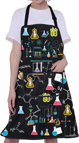 Miniatura 6 de CMNIM Delantal de laboratorio de química, regalos de química para profesores, estudiantes, delantal de laboratorio de química con bolsillos, regalos