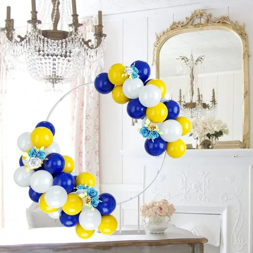 Miniatura 4 de FEYG - Juego de arco de globos, 50 globos de color azul, amarillo y blanco. Globos de látex para cumpleaños, bodas, baby shower, compromiso, Azul