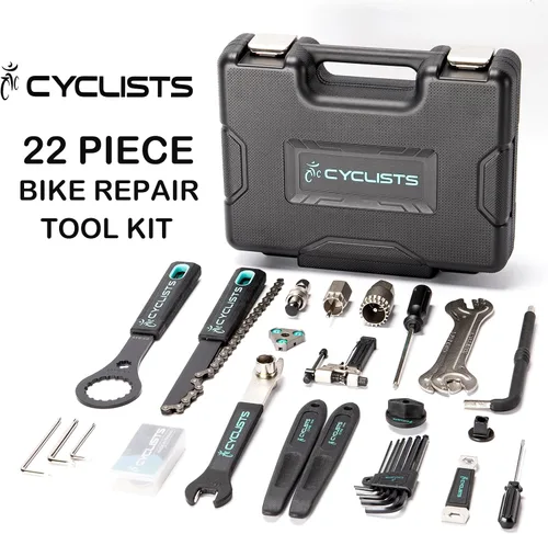 Miniatura 7 de Kit de herramientas para bicicleta con estuche de almacenamiento, juego de herramientas de reparación de bicicletas de 22 piezas, caja