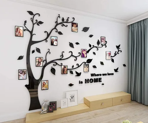 Miniatura 6 de Calcomanías de pared de árbol 3D - DIY, calcomanías de marcos de fotos y árbol de pared, marcos para fotos familiares, murales con calcomanías