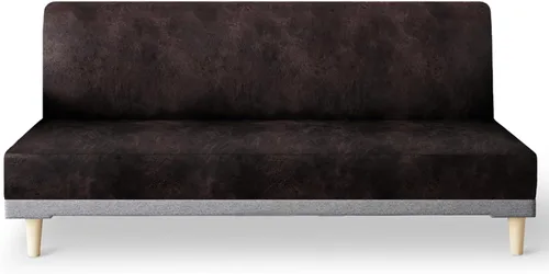 Miniatura 9 de molasofa - Funda elástica para futón de aspecto de cuero, cubierta para sofá sin brazos, protector de muebles con parte inferior elástica, funda