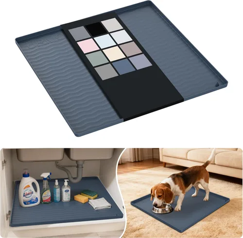 Miniatura 56 de URMONA Tapete de silicona impermeable para debajo del fregadero, 34 x 22 pulgadas, forro para estante de cocina y baño, protector de gabinetes