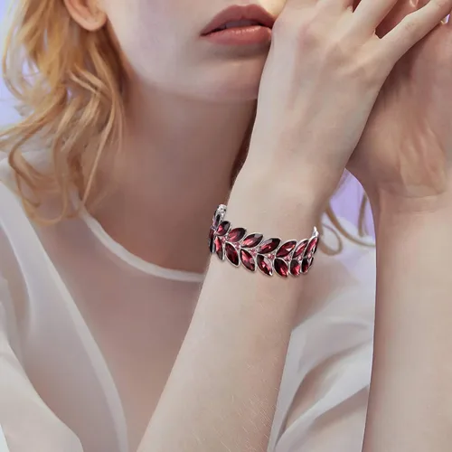 Miniatura 4 de BriLove Pulsera elástica con cuentas de diamantes de imitación marquesa de cristal nupcial para mujer